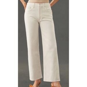 Edwin Womens MARLI ANKLE Eggshell White Denim Wide Leg Jeans Sz 24‎